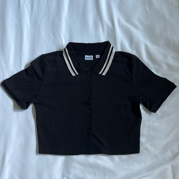 Aritzia Sunday Best Black Polo Shirt - Picture 1 of 3